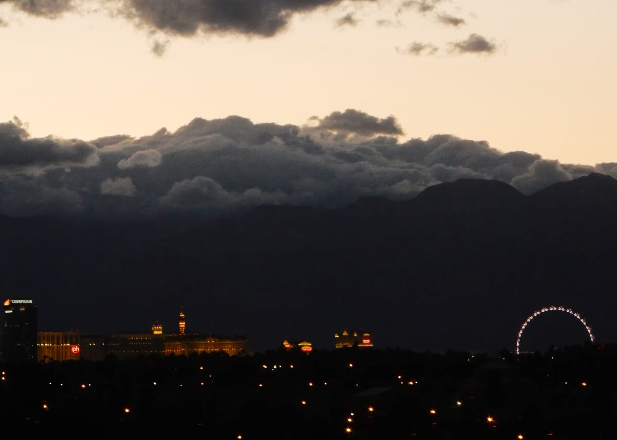 Cloudy front headed to the Las Vegas Strip during dusk