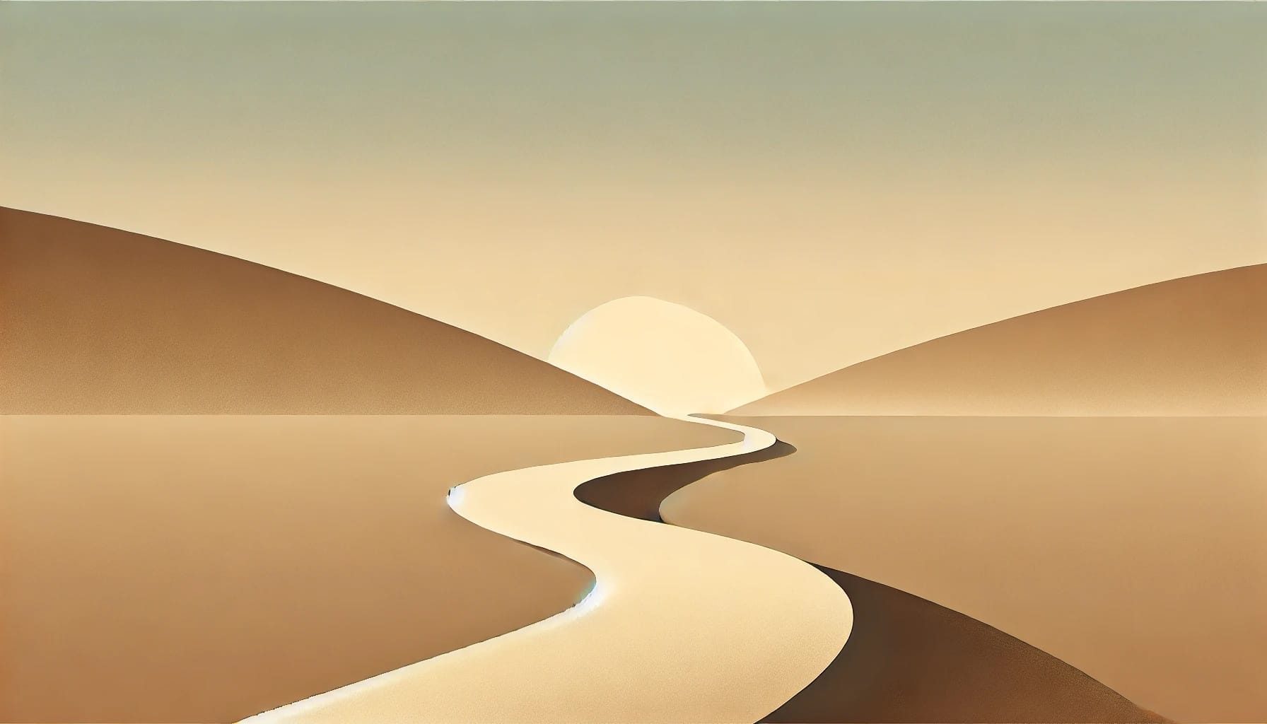 A winding path leading into the horizon symbolising moving forward