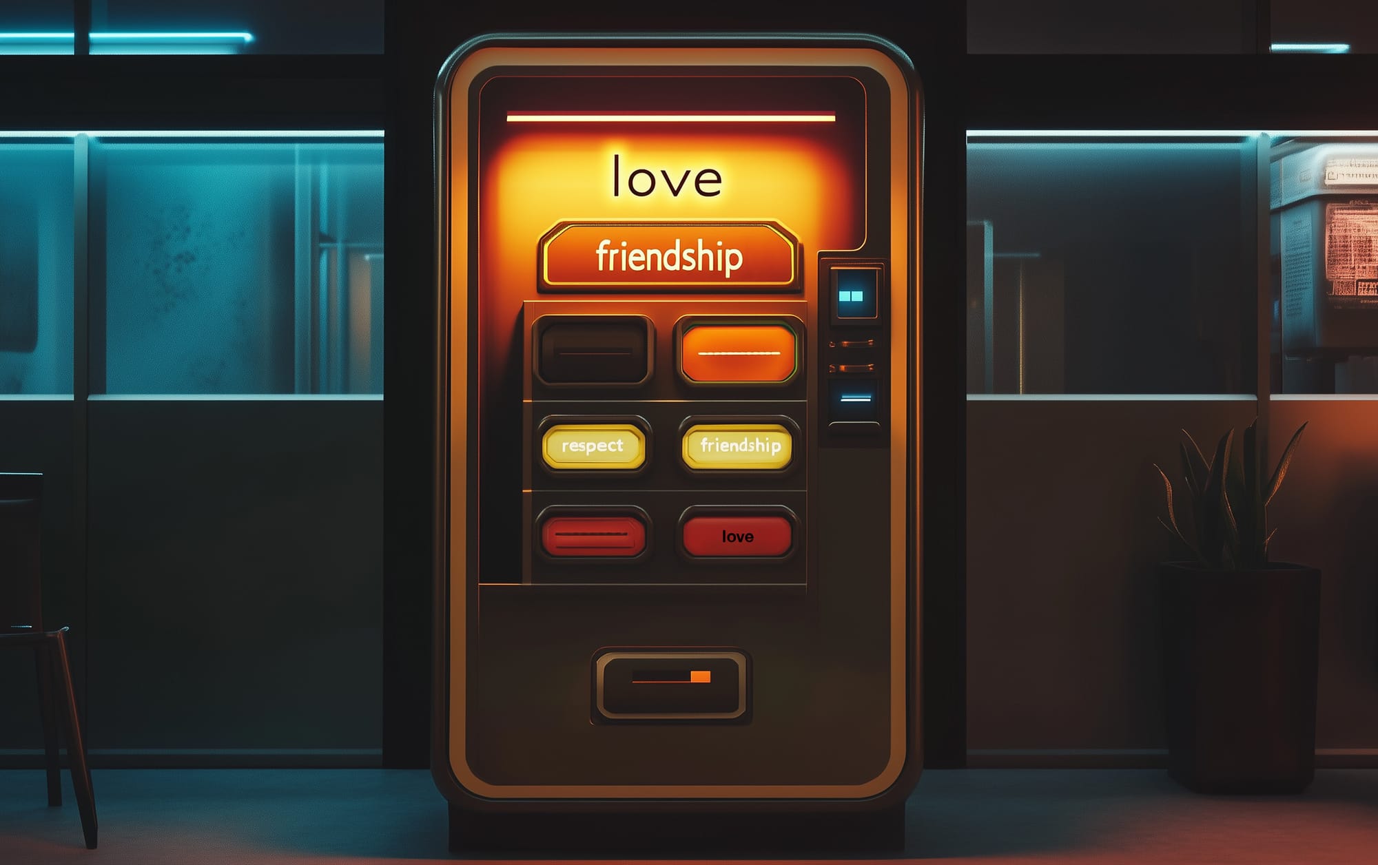 A vending machine selling love, friendship, and respect.
