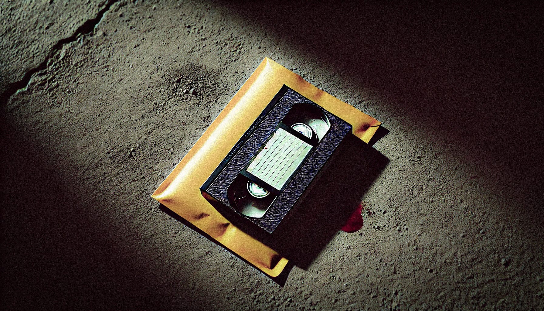 A yellow envelope with a VHS tape